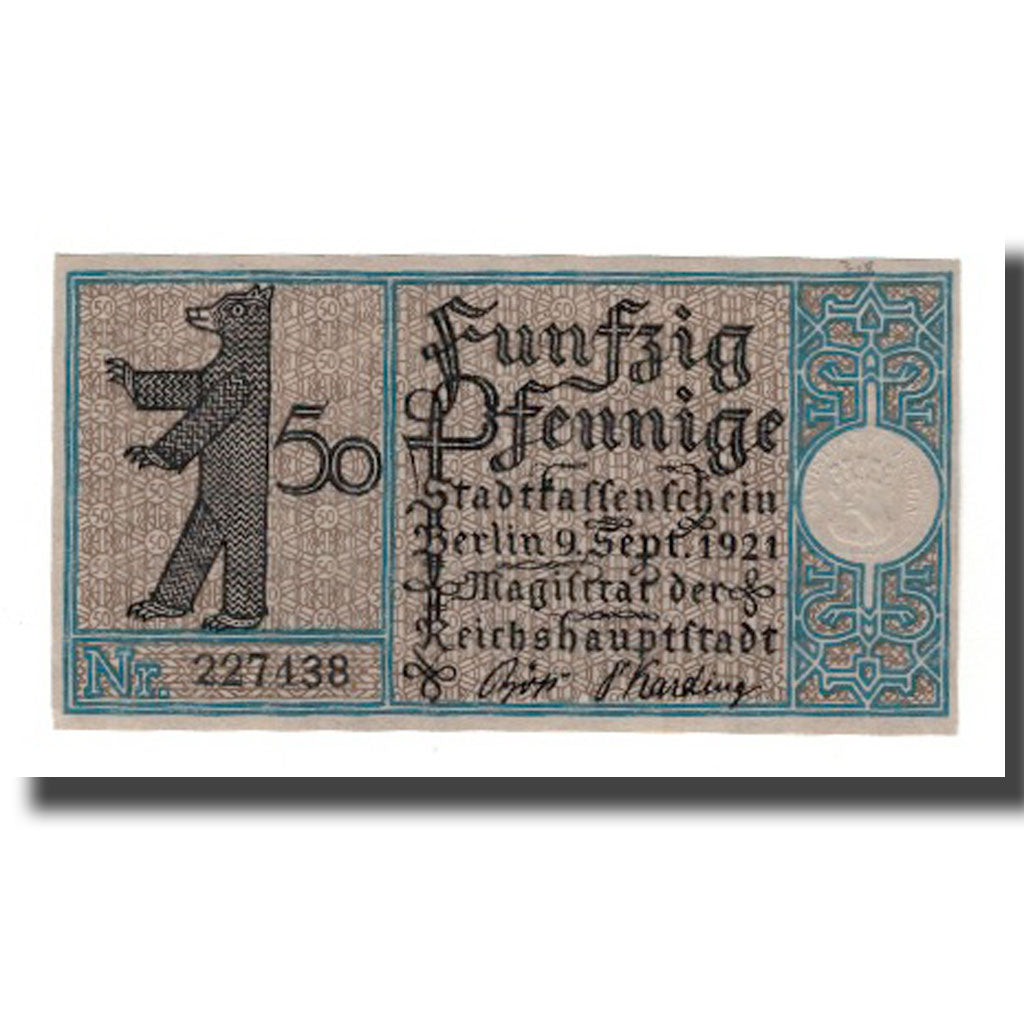 Banknote, Germany, Berlin Stadt, 50 Pfennig, Eglise 1, 1921, 1921-09-09