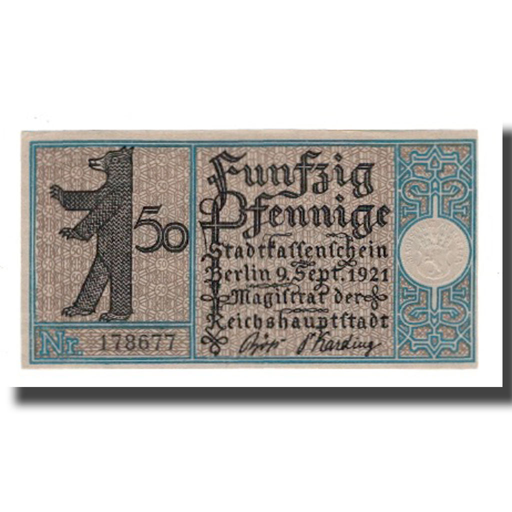 Geldschein, Deutschland, Berlin Stadt, 50 Pfennig, paysage, 1921, 1921-09-09