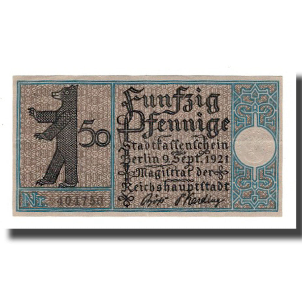 Geldschein, Deutschland, Berlin Stadt, 50 Pfennig, paysage 1, 1921, 1921-09-09
