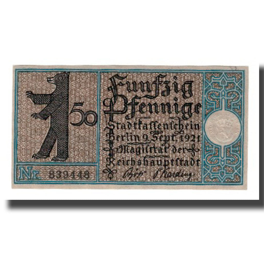 Banknote, Germany, Berlin Stadt, 50 Pfennig, village, 1921, 1921-09-09