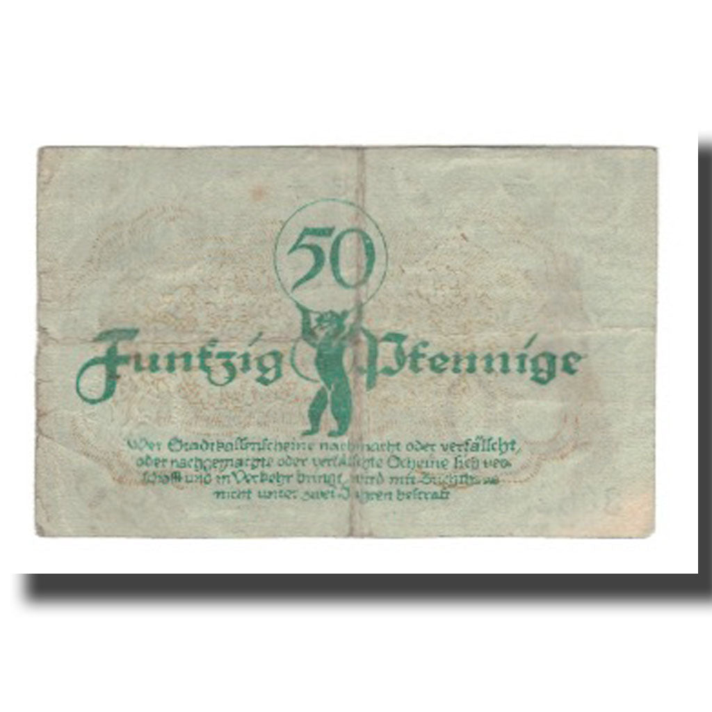Geldschein, Deutschland, Berlin Stadt, 50 Pfennig, valeur faciale 2, 1919