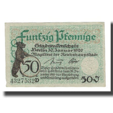 Banconote, Germania, Berlin Stadt, 50 Pfennig, valeur faciale 5, 1920
