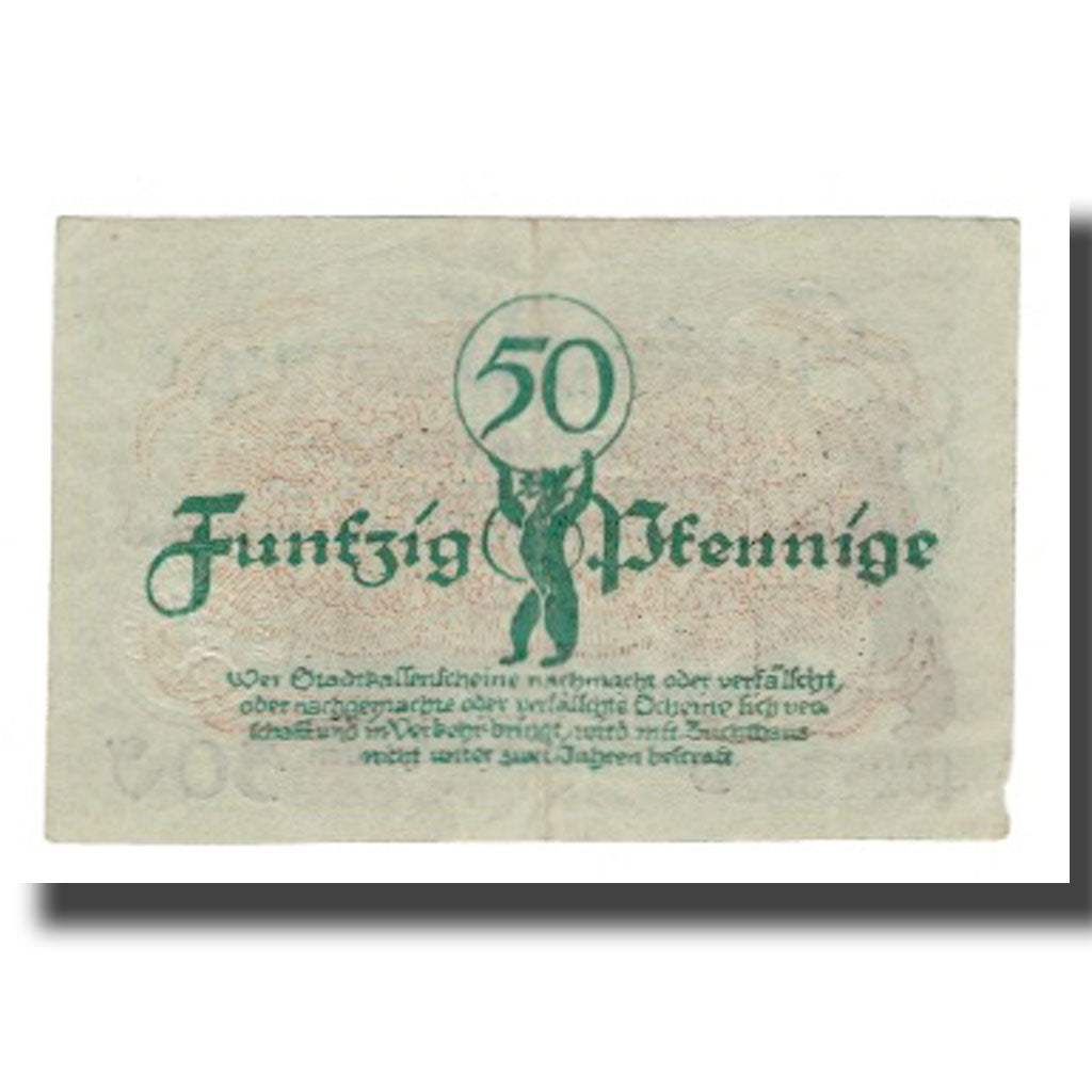 Banconote, Germania, Berlin Stadt, 50 Pfennig, valeur faciale 5, 1920
