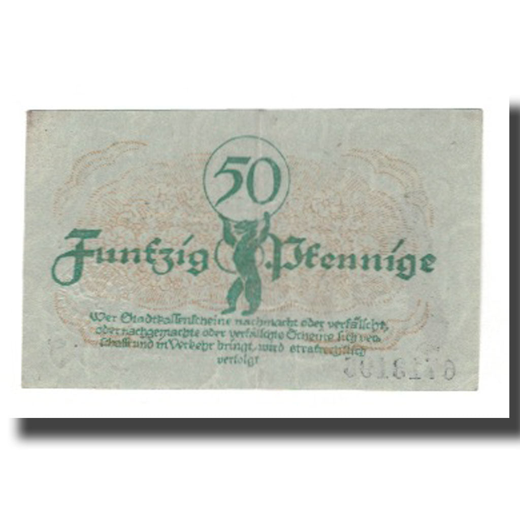 Geldschein, Deutschland, Berlin Stadt, 50 Pfennig, valeur faciale 7, 1920
