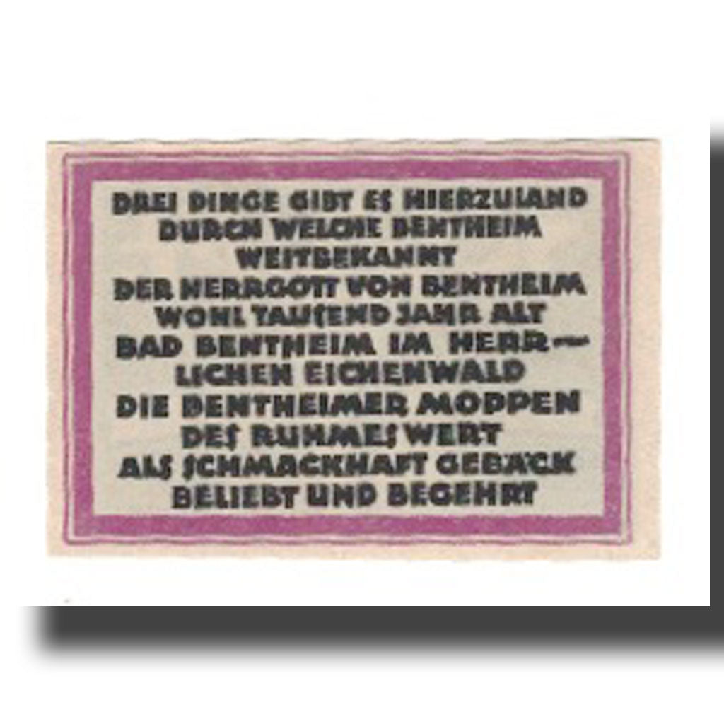 Geldschein, Deutschland, Bentheim Stadt, 50 Pfennig, Texte 4, undated (1921)