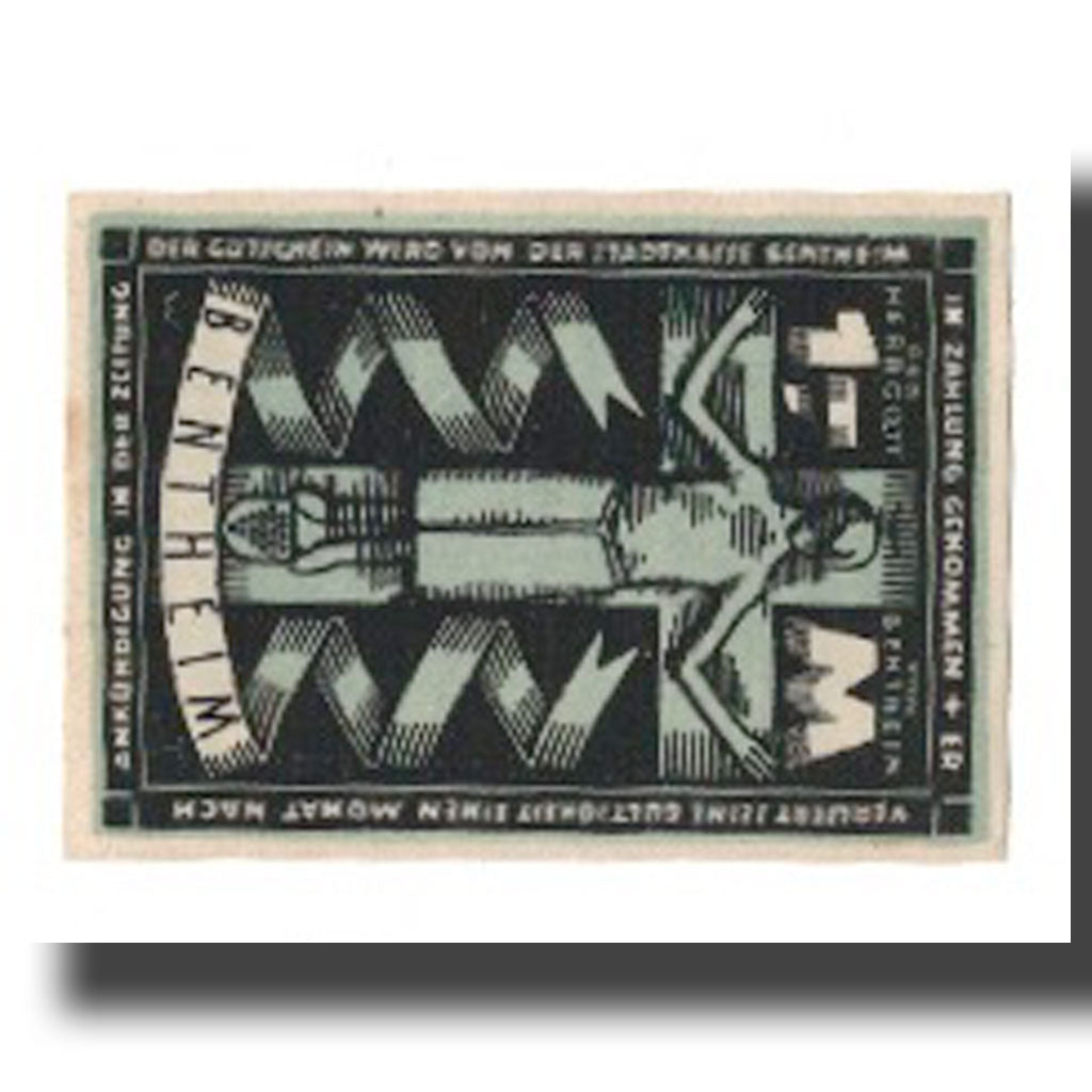 Geldschein, Deutschland, Bentheim Stadt, 1 Mark, Texte 6, undated (1921), VZ