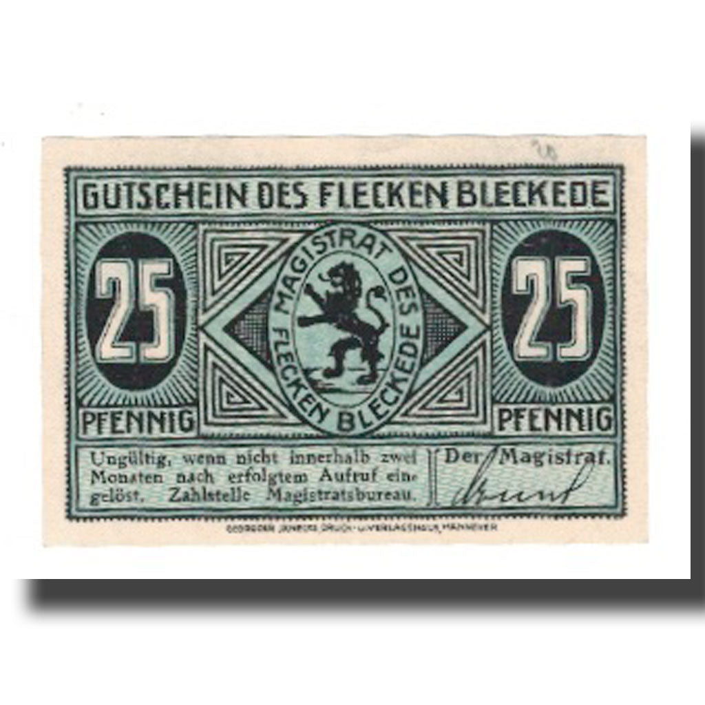 Banknote, Germany, Bleckede Flecken, 25 Pfennig, paysage 1, undated (1920)