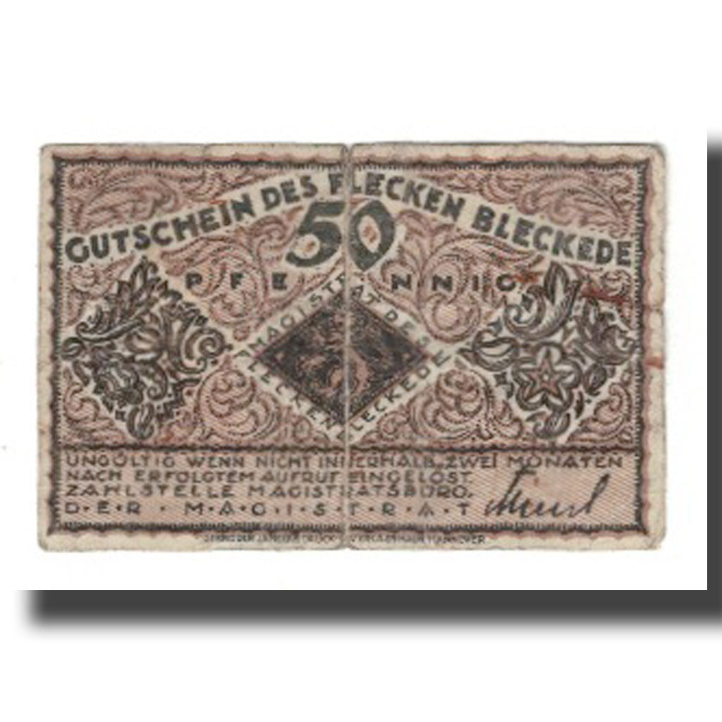 Banknote, Germany, Bleckede Flecken, 50 Pfennig, maison 1, undated (1921)