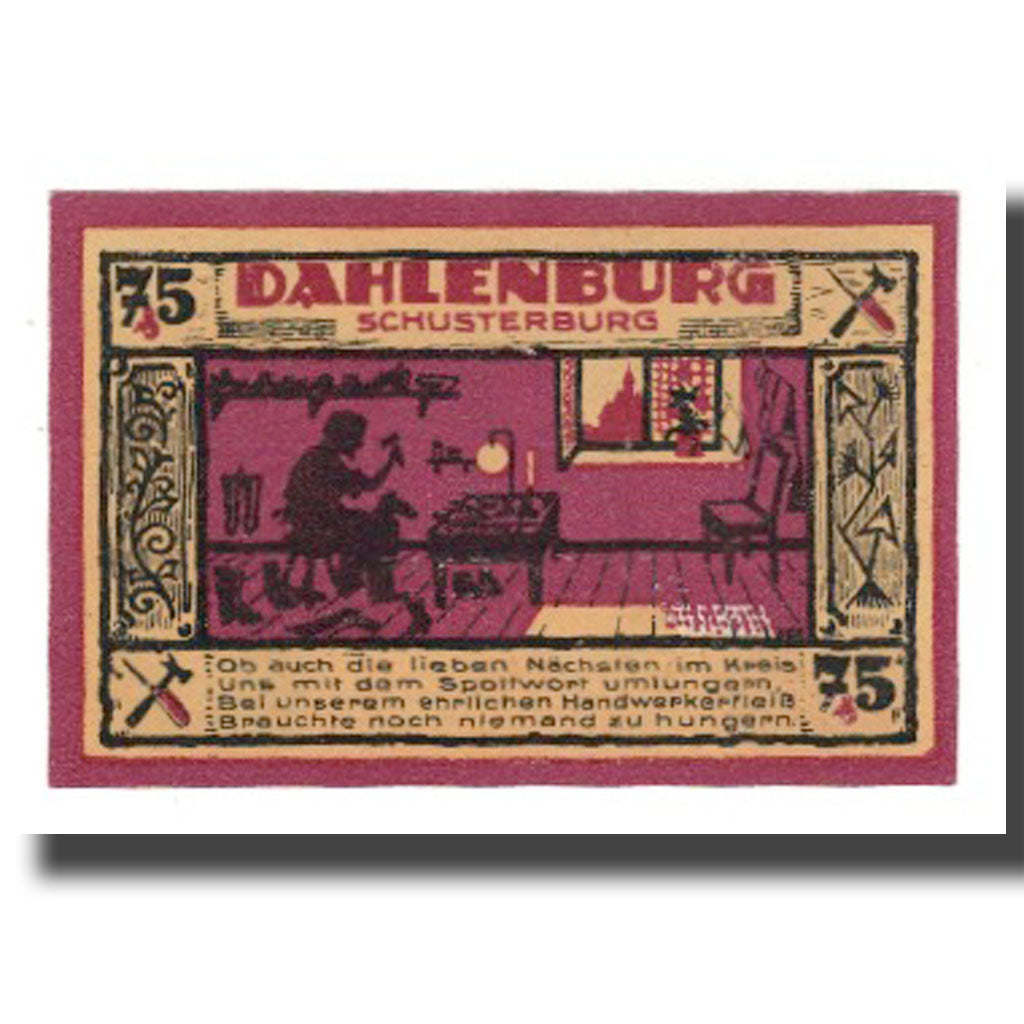 Geldschein, Deutschland, Dahlenburg Magistrat, 75 Pfennig, personnage, 1921