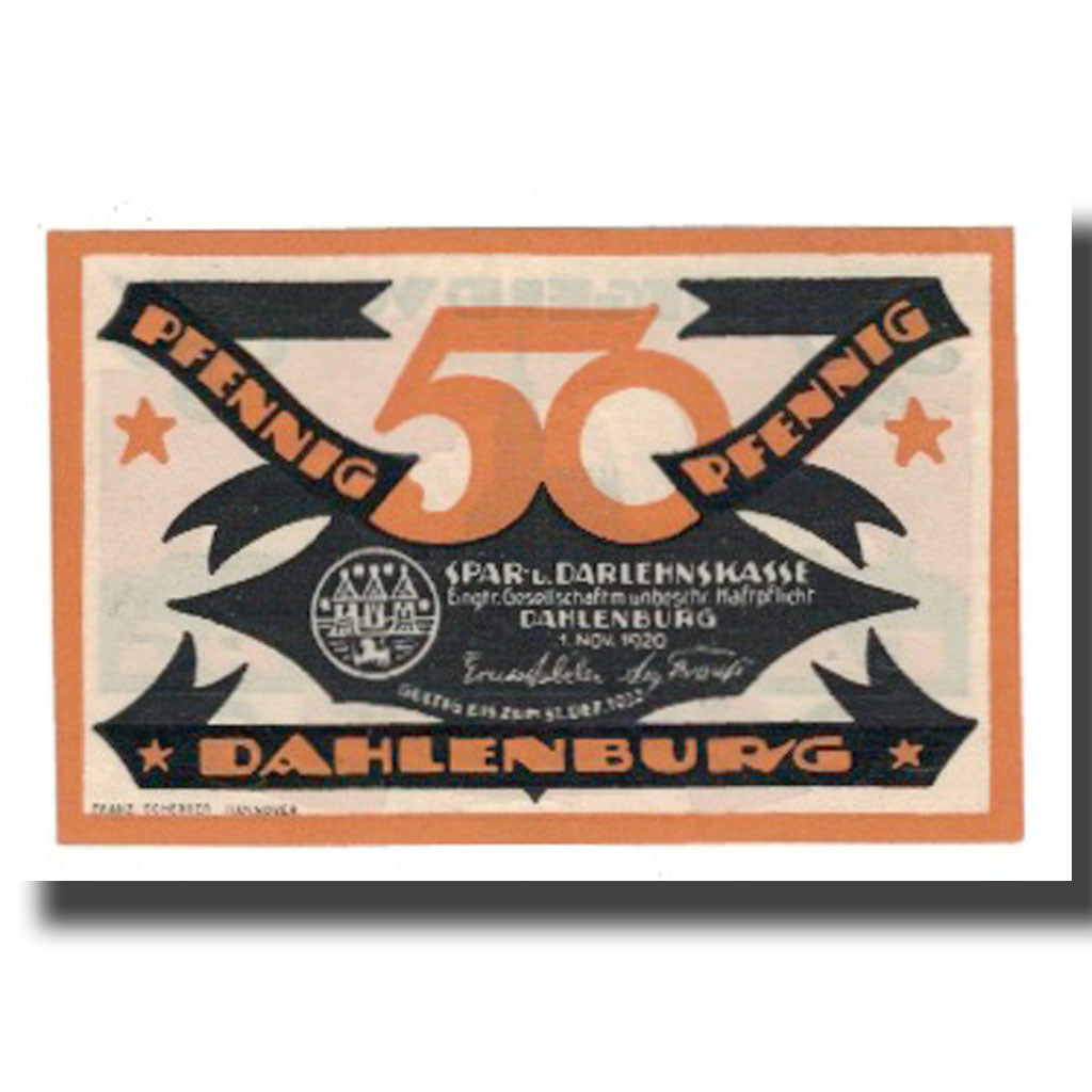 Banconote, Germania, Dahlenburg Spar und Dahlehnskasse E.G.m.u.H., 50 Pfennig