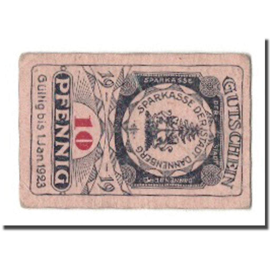 Geldschein, Deutschland, Dannenberg Stadt, 10 Pfennig, rue, 1923, 1923-01-01