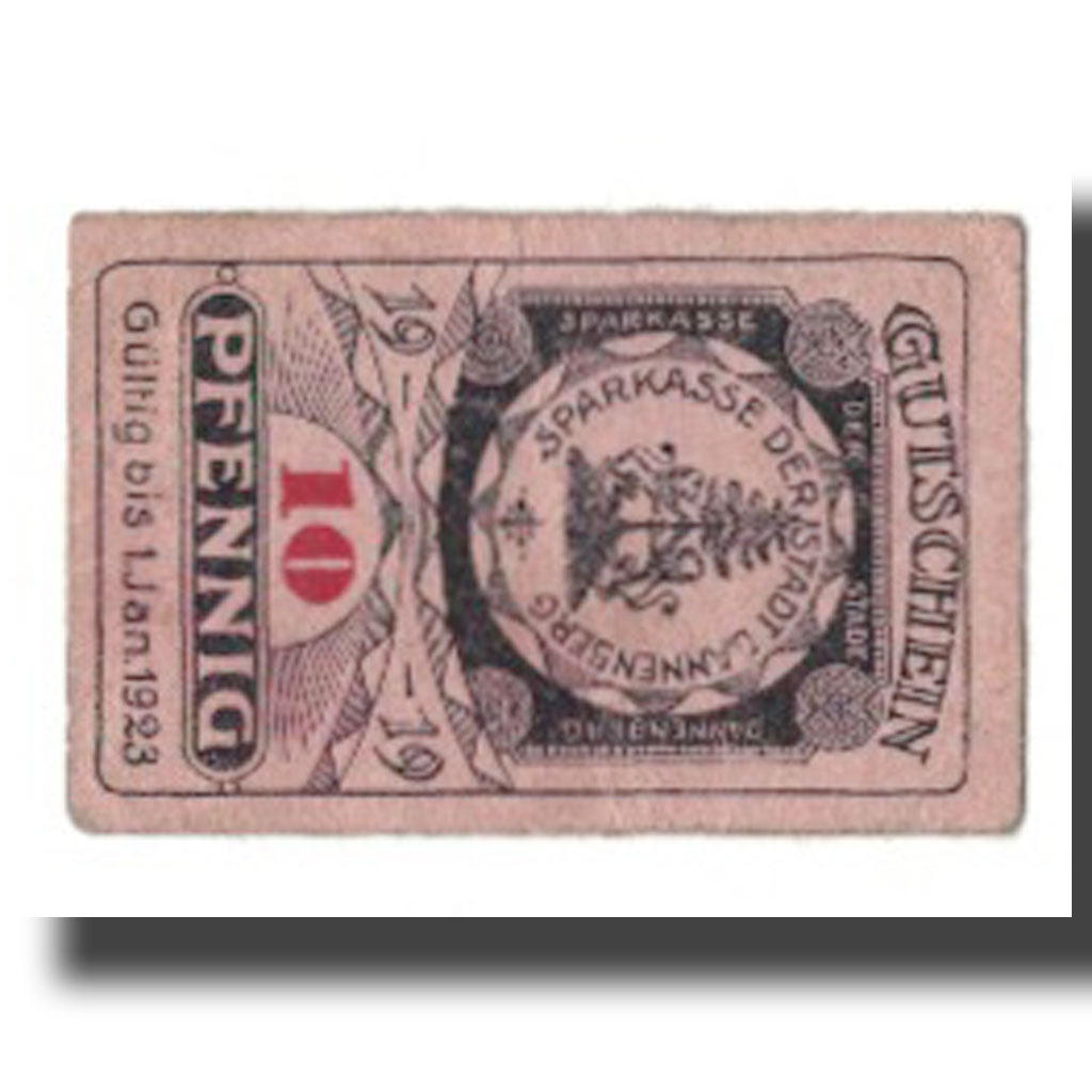 Banconote, Germania, Dannenberg Stadt, 10 Pfennig, rue 2, 1923, 1923-01-01, BB