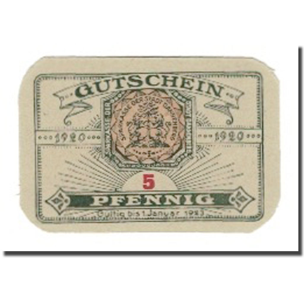 Billet, Allemagne, Dannenberg Stadt, 5 Pfennig, paysage 2, 1923, 1923-01-01