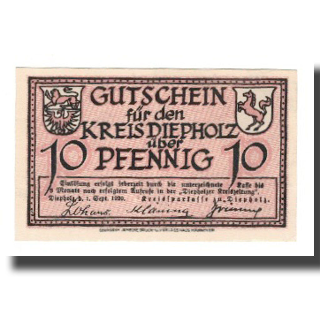 Geldschein, Deutschland, Diepholz Kreis, 10 Pfennig, Oies, 1920, 1920-09-01, VZ