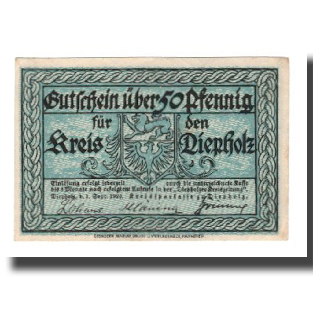 Geldschein, Deutschland, Diepholz Kreis, 50 Pfennig, tour, 1920, 1920-09-01, VZ