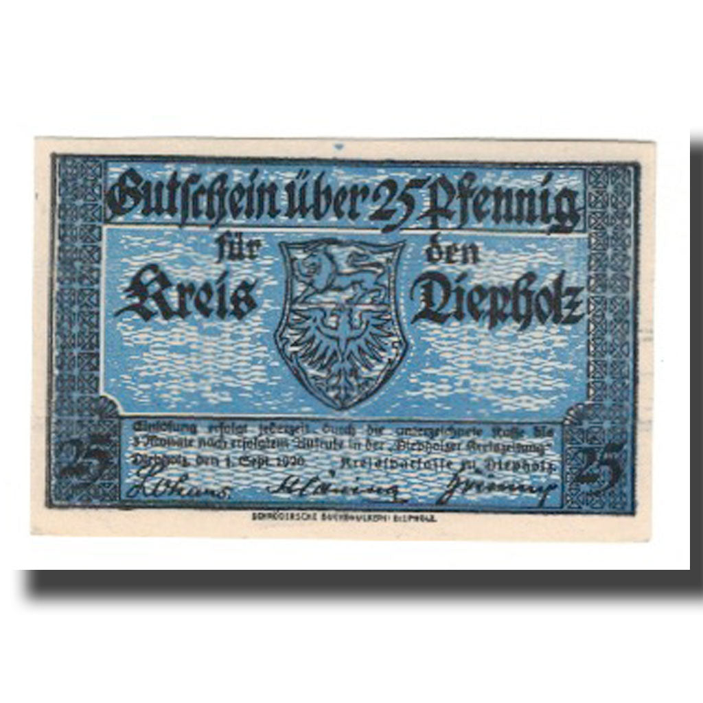 Nota, Alemanha, Diepholz Kreis, 25 Pfennig, batiment 1, 1920, 1920-09-01
