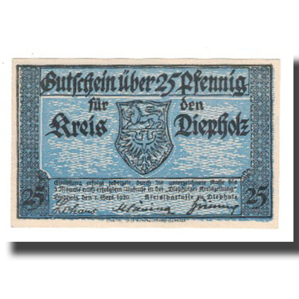 Banknote, Germany, Diepholz Kreis, 25 Pfennig, batiment 2, 1920, 1920-09-01