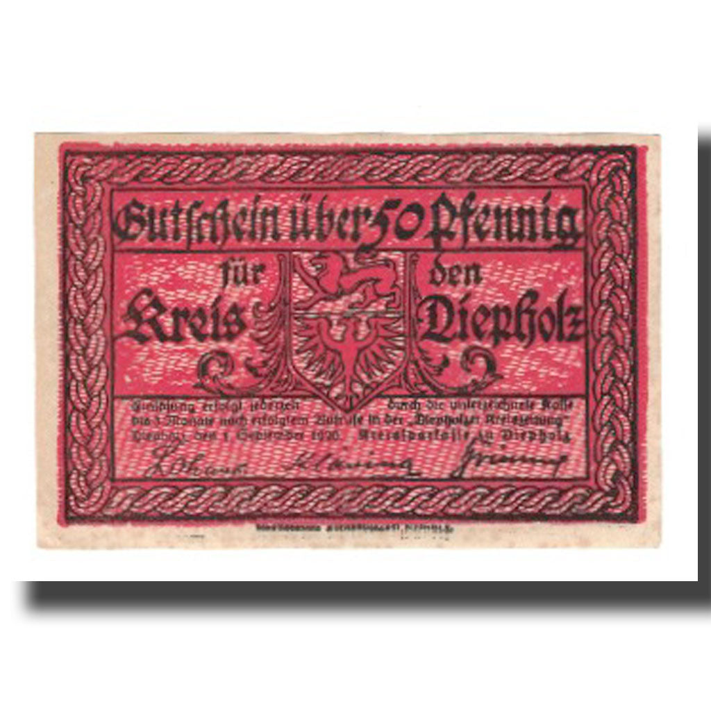 Banconote, Germania, Diepholz Kreis, 50 Pfennig, tour 1, 1920, 1920-09-01, SPL-