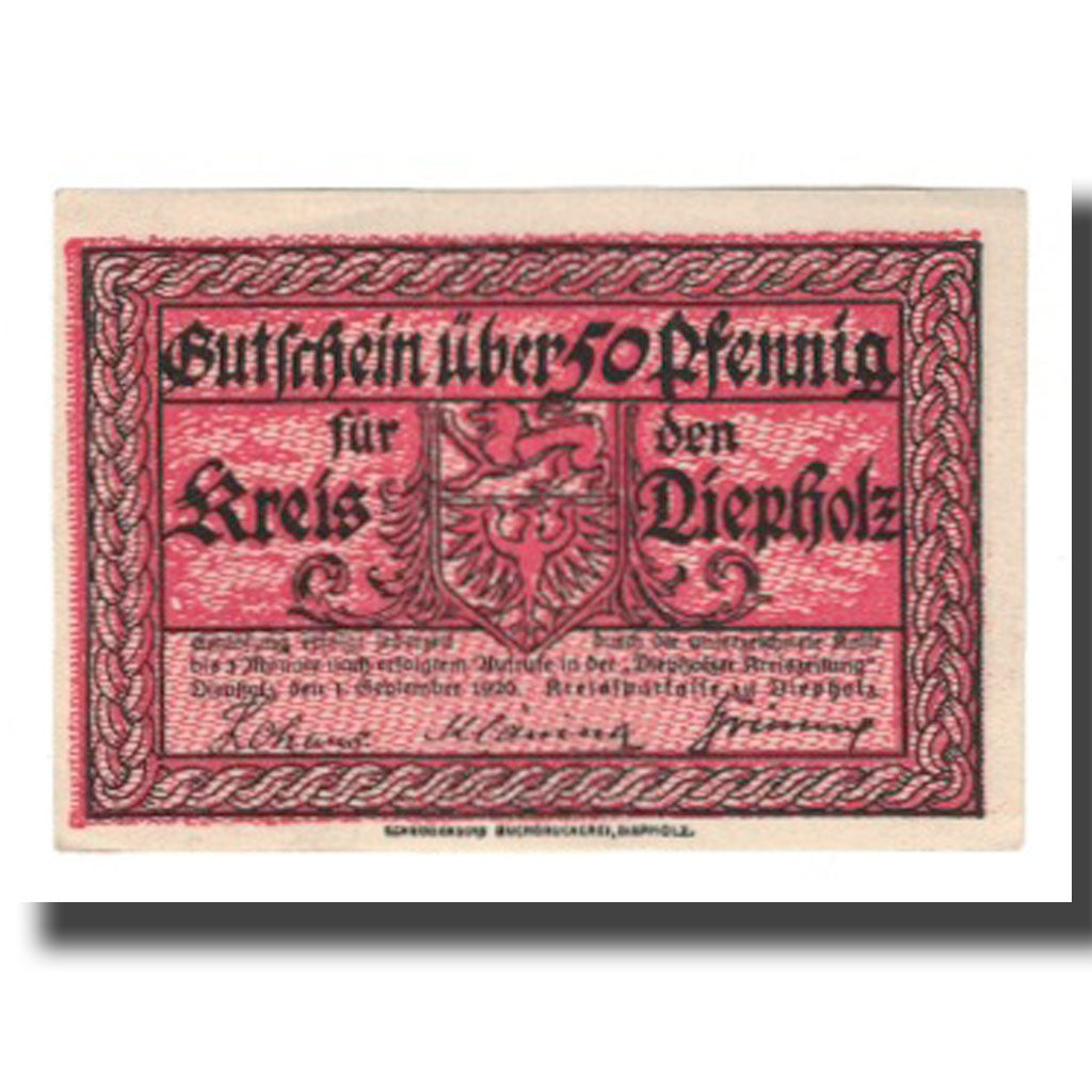 Biljet, Duitsland, Diepholz Kreis, 50 Pfennig, tour 2, 1920, 1920-09-01, SUP