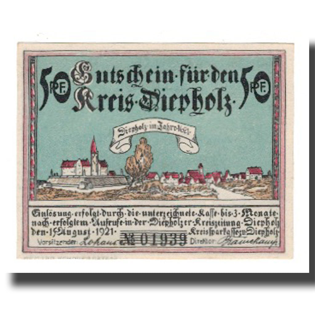 Geldschein, Deutschland, Diepholz Kreis, 50 Pfennig, paysage, 1921, 1921-08-15