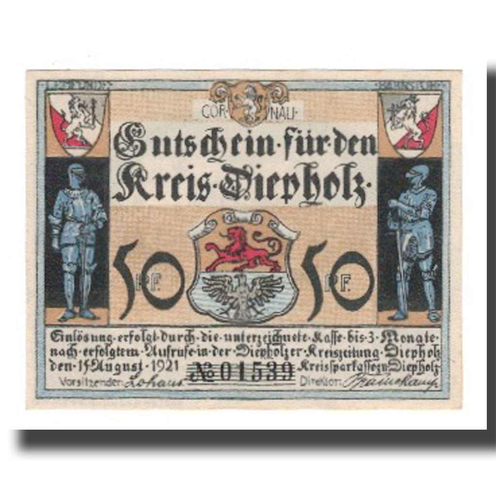 Geldschein, Deutschland, Diepholz Kreis, 50 Pfennig, village, 1921, 1921-08-15