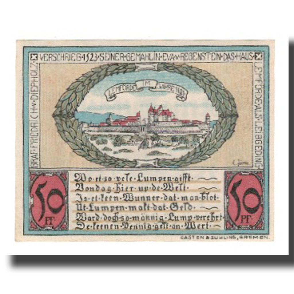 Geldschein, Deutschland, Diepholz Kreis, 50 Pfennig, village, 1921, 1921-08-15