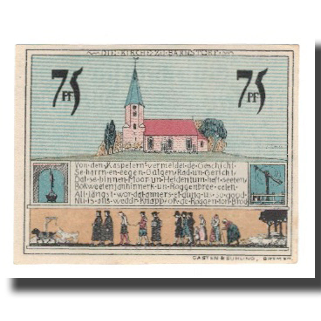 Geldschein, Deutschland, Diepholz Kreis, 75 Pfennig, eglise 2, 1921, 1921-08-15