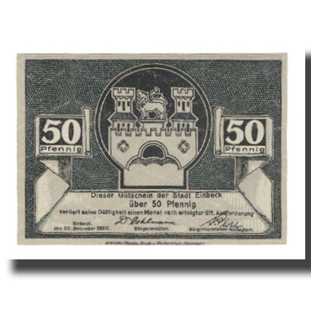 Geldschein, Deutschland, Einbeck Stadt, 50 Pfennig, village, 1920, 1920-12-20