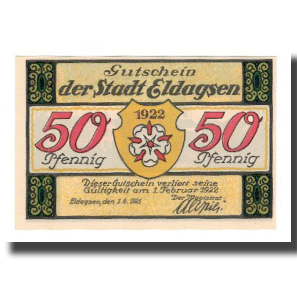 Banknot, Niemcy, Eldagsen Stadt, 50 Pfennig, paysage, 1922, 1922-02-01