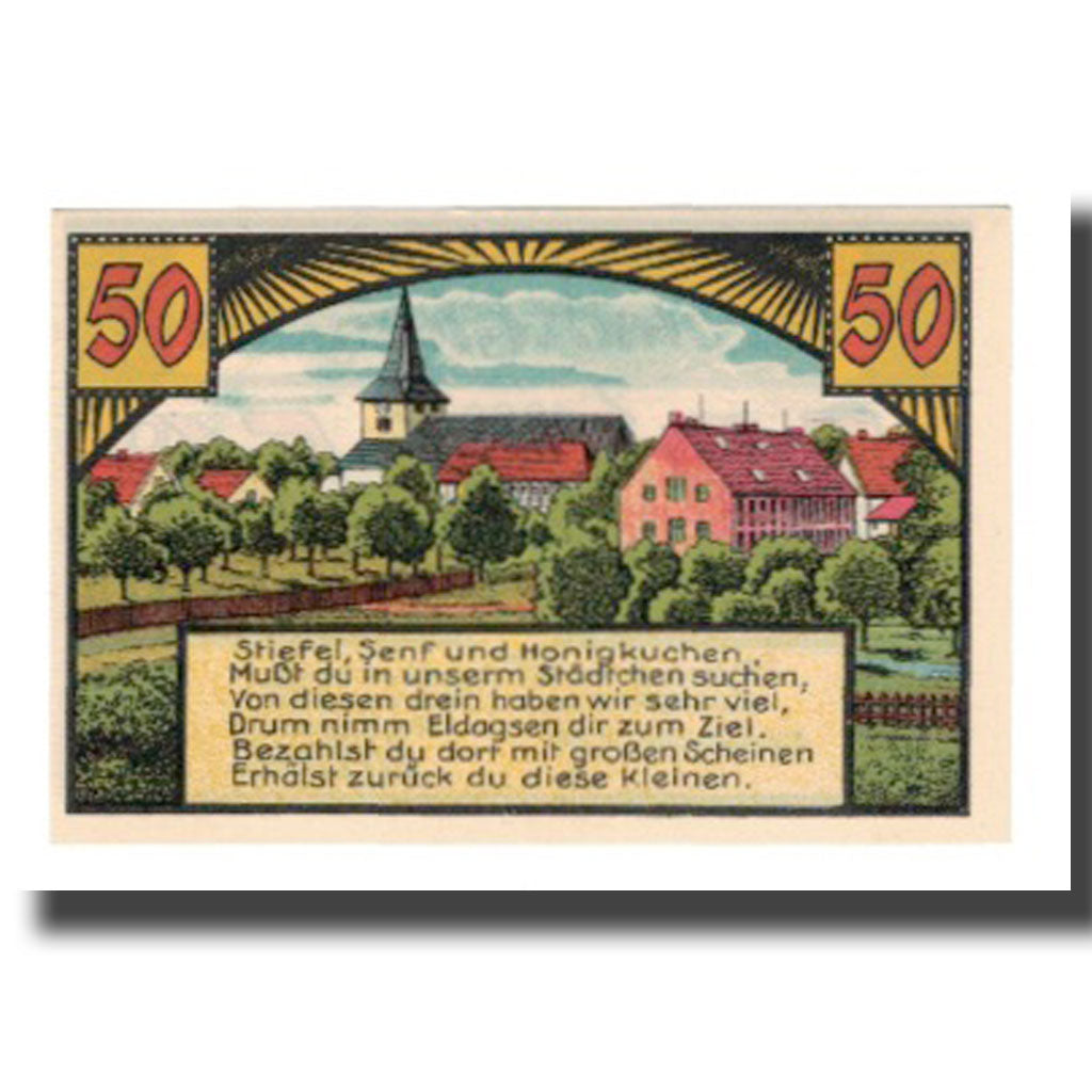 Banknot, Niemcy, Eldagsen Stadt, 50 Pfennig, paysage, 1922, 1922-02-01
