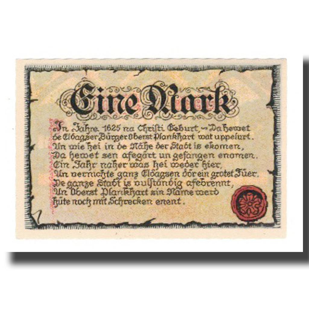 Geldschein, Deutschland, Eldagsen Stadt, 1 Mark, Texte, 1922, 1922-02-01, VZ