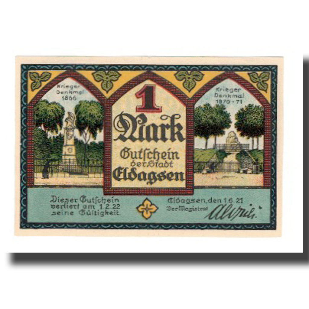 Biljet, Duitsland, Eldagsen Stadt, 1 Mark, texte 1, 1922, 1922-02-01, SUP