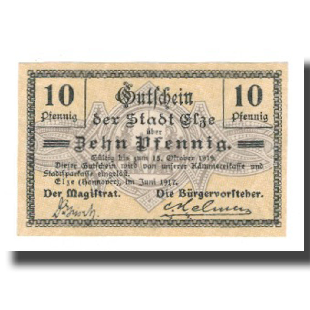Geldschein, Deutschland, Elze Stadt, 10 Pfennig, N.D, 1919, 1919-10-15, VZ