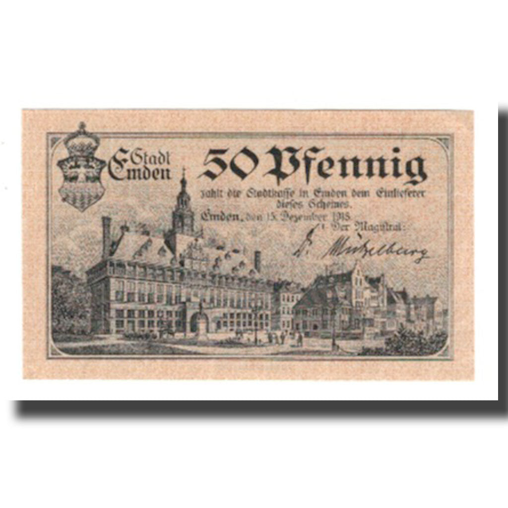 Banconote, Germania, Emden Stadt, 50 Pfennig, bateau 1, 1918, 1918-12-15, SPL-