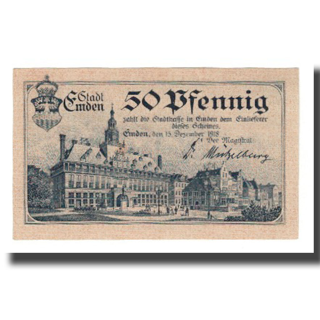 Geldschein, Deutschland, Emden Stadt, 50 Pfennig, bateau 2, 1918, 1918-12-15