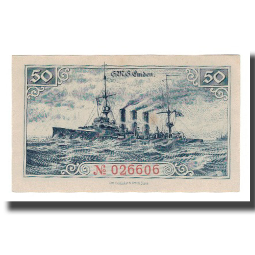 Geldschein, Deutschland, Emden Stadt, 50 Pfennig, bateau 2, 1918, 1918-12-15