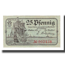 Banconote, Germania, Emden Stadt, 25 Pfennig, port 1, 1920 (1921), SPL-