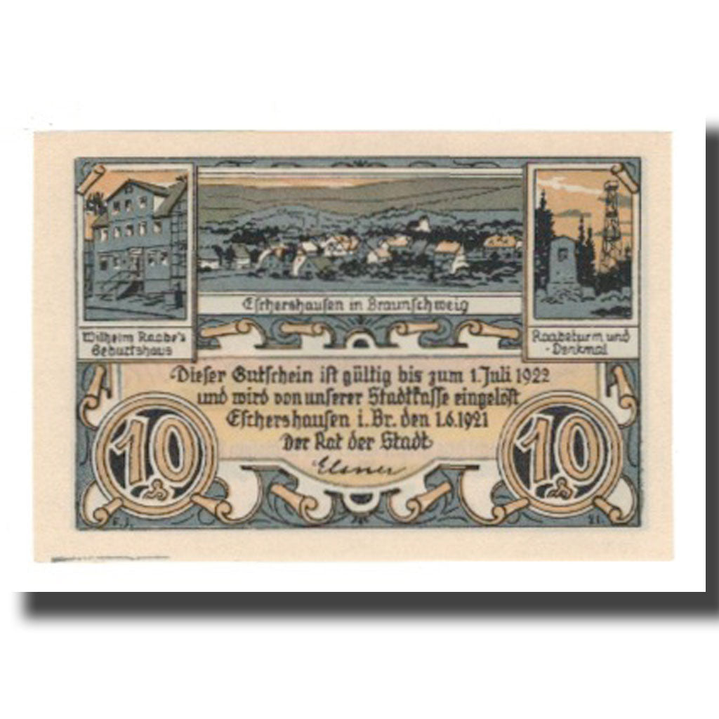 Banconote, Germania, Eschershausen Stadt, 10 Pfennig, personnage 1, 1922