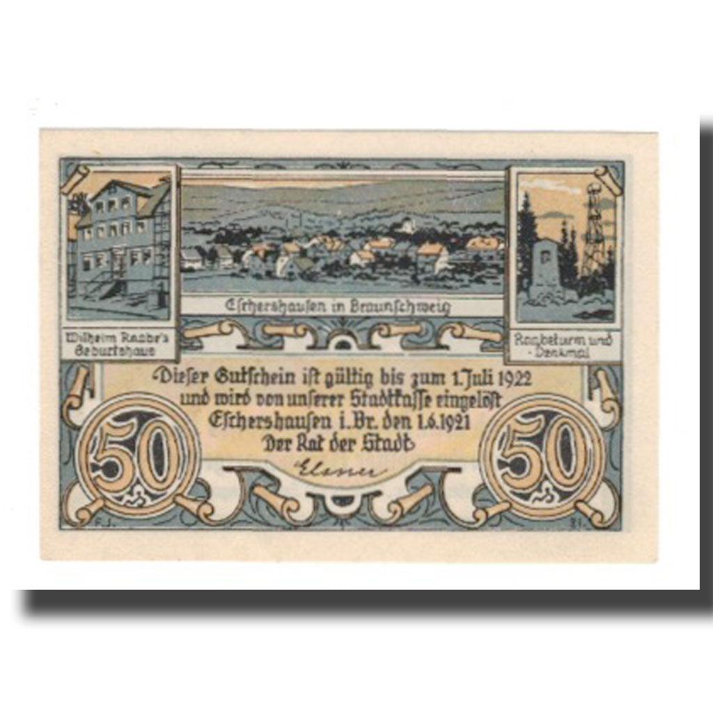 Biljet, Duitsland, Eschershausen Stadt, 50 Pfennig, personnage, 1922