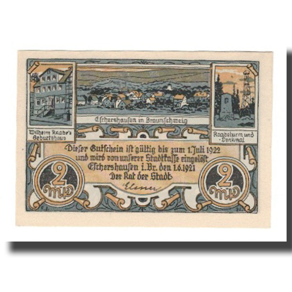 Banknote, Germany, Eschershausen Stadt, 2 Mark, personnage, 1922, 1922-07-01