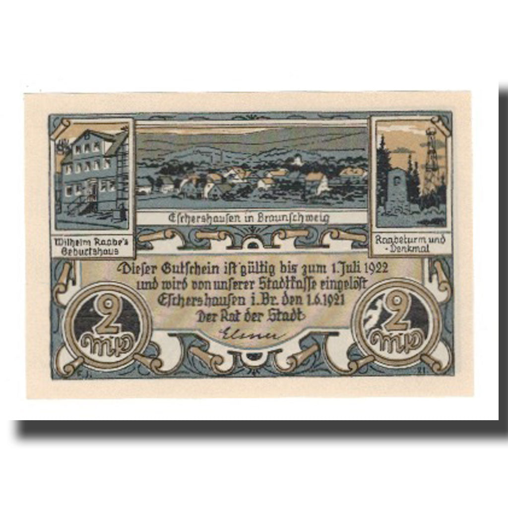 Geldschein, Deutschland, Eschershausen Stadt, 2 Mark, personnage 1, 1922