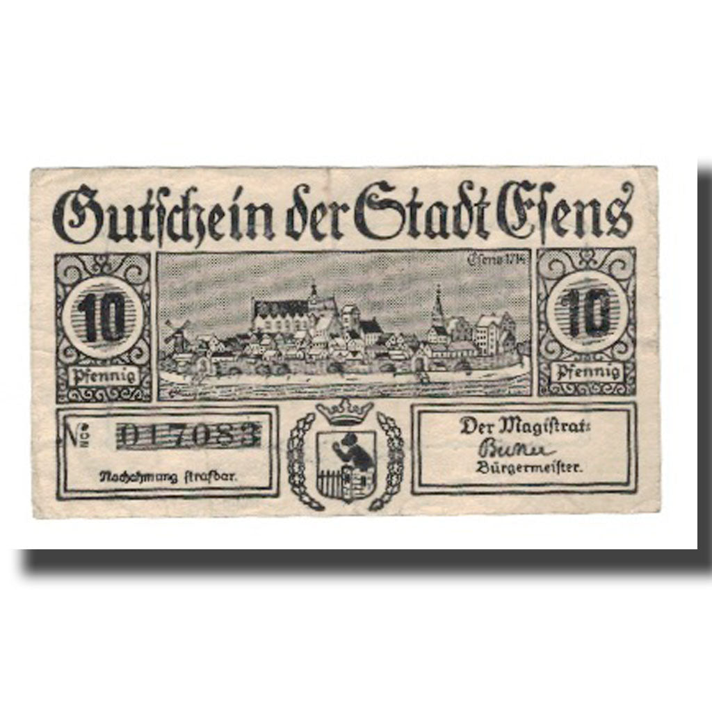 Banconote, Germania, Esens Stadt, 10 Pfennig, Texte, undated (1920), BB
