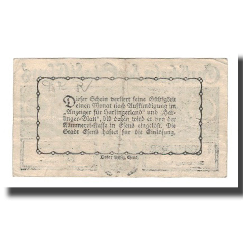 Banconote, Germania, Esens Stadt, 10 Pfennig, Texte, undated (1920), BB