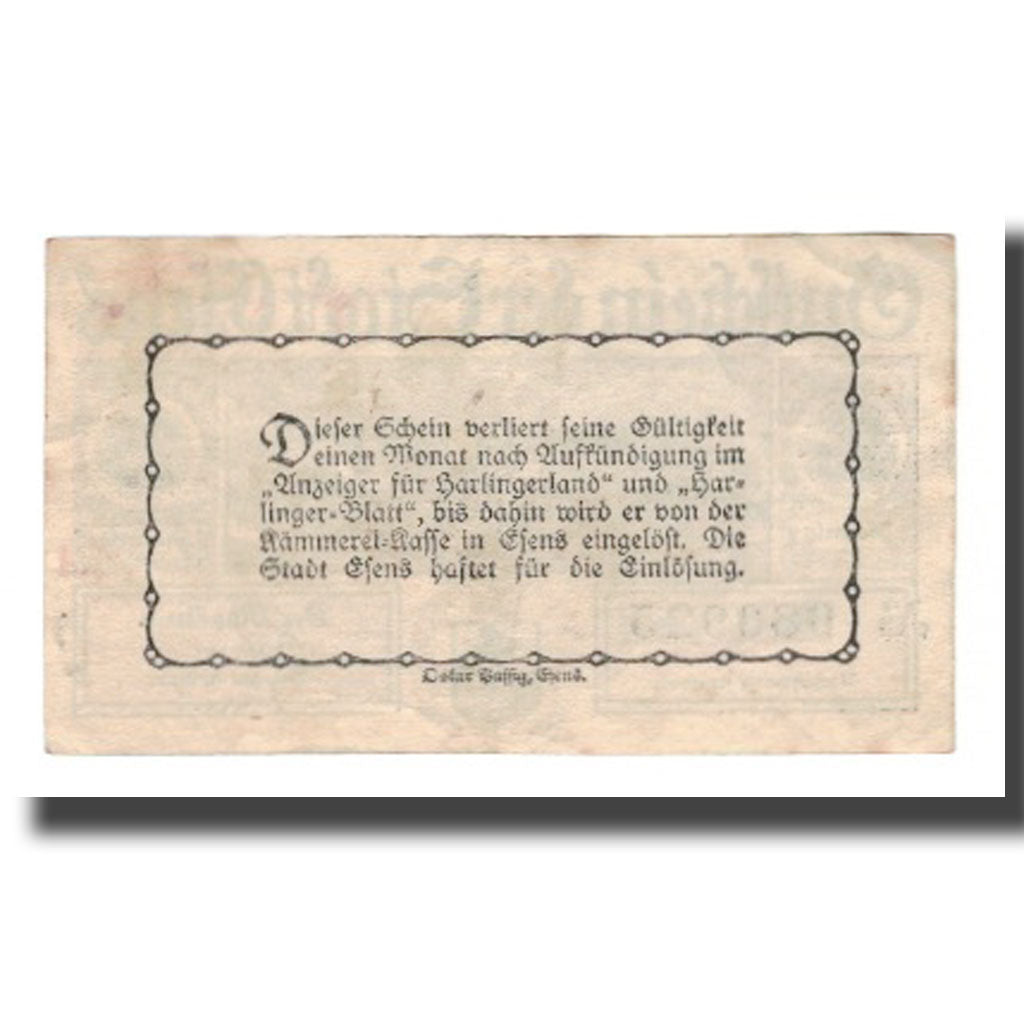 Banconote, Germania, Esens Stadt, 25 Pfennig, texte 1, undated (1920), BB