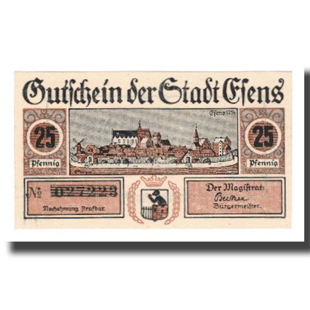 Banknot, Niemcy, Esens Stadt, 25 Pfennig, Texte 2, undated (1920), AU(55-58)