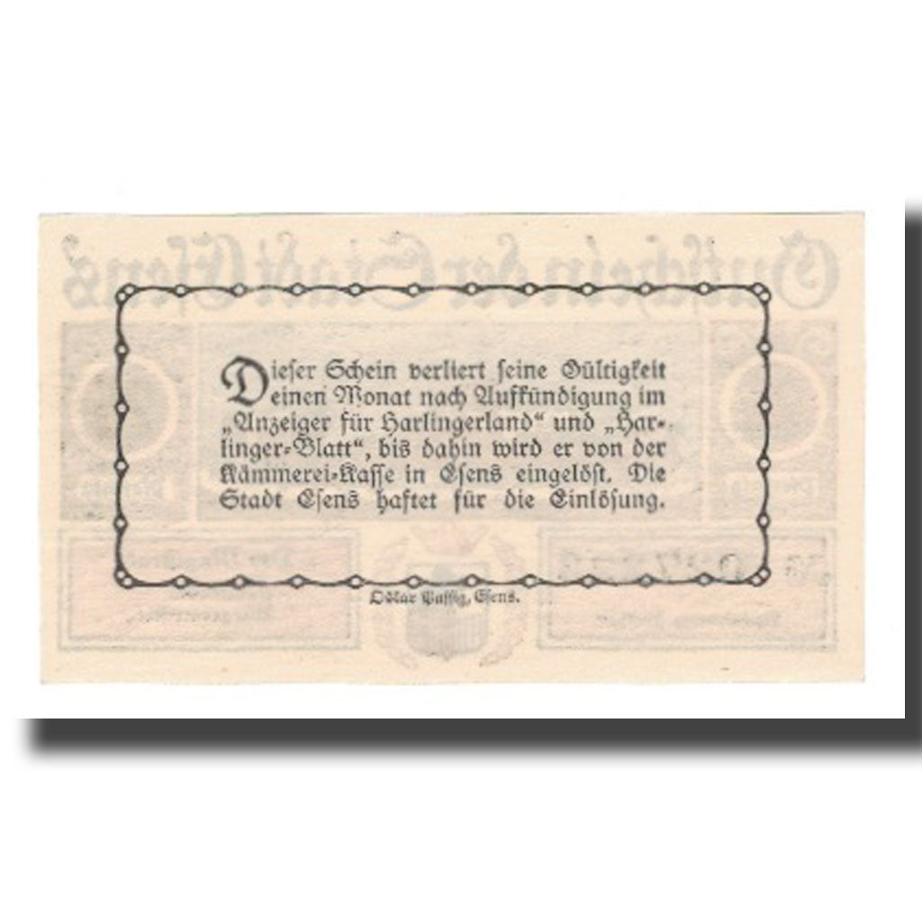 Banknot, Niemcy, Esens Stadt, 25 Pfennig, Texte 2, undated (1920), AU(55-58)