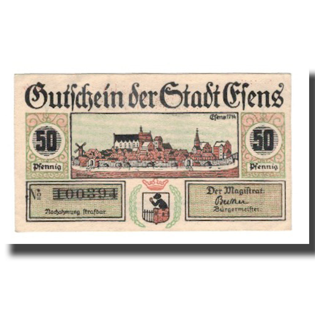 Banknote, Germany, Esens Stadt, 50 Pfennig, Texte 3, undated (1920), AU(55-58)