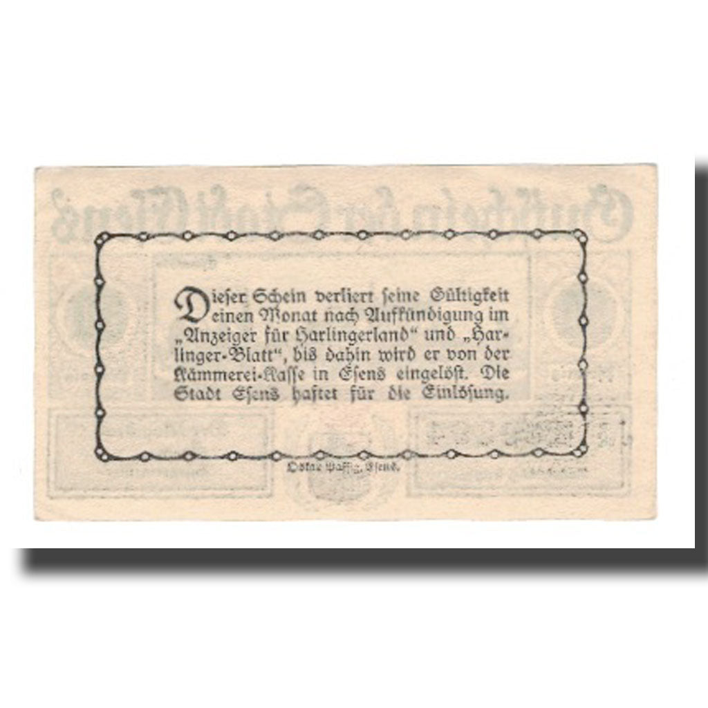 Banknote, Germany, Esens Stadt, 50 Pfennig, Texte 3, undated (1920), AU(55-58)