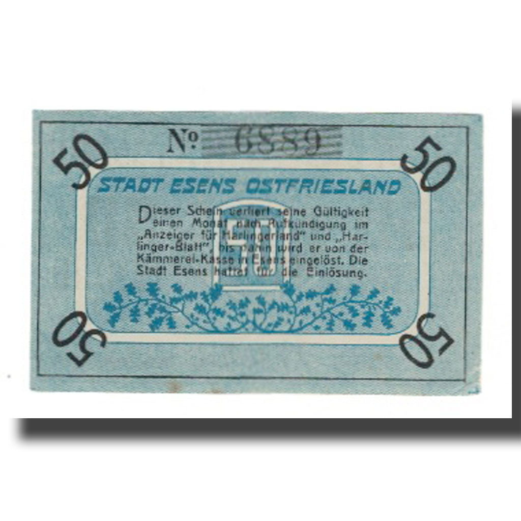 Banknote, Germany, Esens Stadt, 50 Pfennig, Texte 3, AU(55-58), Mehl:E29.3