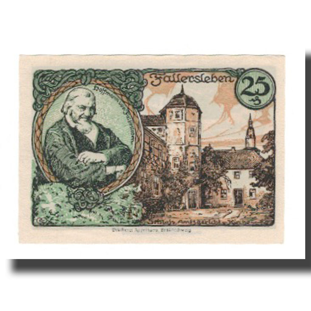 Banconote, Germania, Fallersleben Stadt, 25 Pfennig, portrait 4, 1921